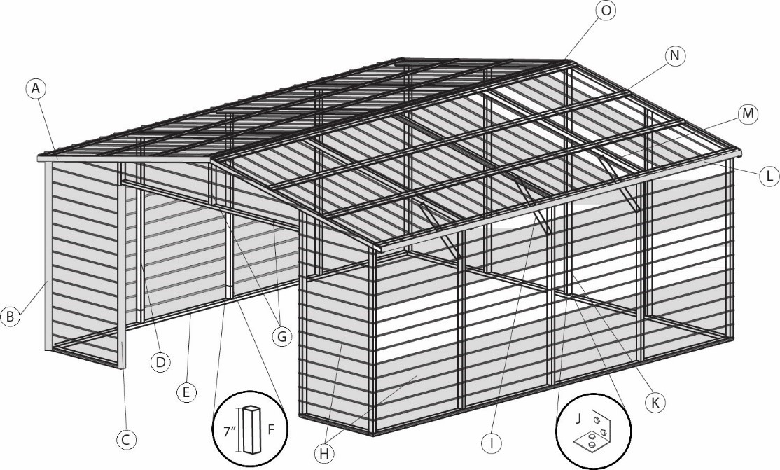 Diagram of building or carport
